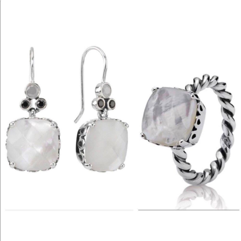 Pandora Sincerity Mother of Pearl Ring & Earrings
